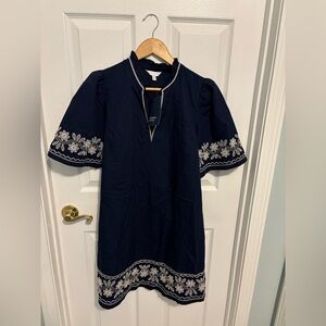 Crown & Ivy Navy Embroidered Shift Dress